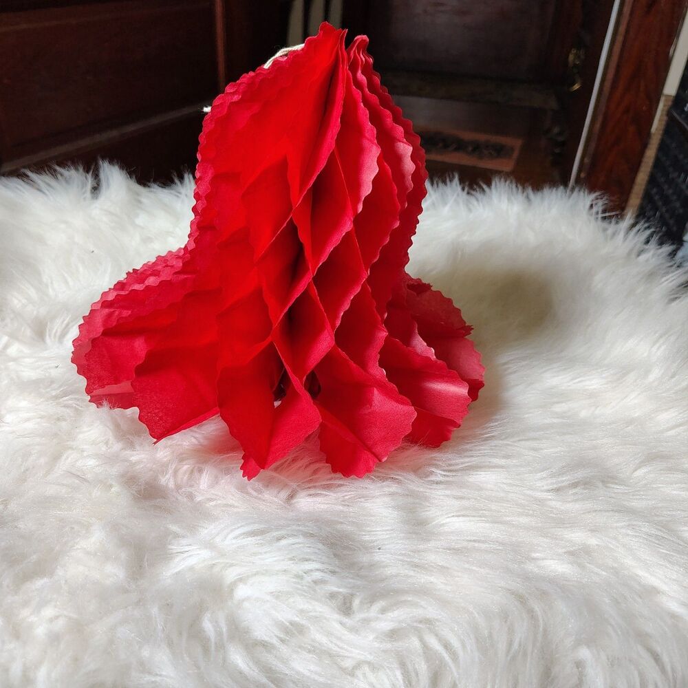 VTG Mid Century Honeycomb Cardboard Tissue Paper Christmas Bell Decoration
